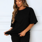 Women's solid color casual short-sleeved + shorts two-piece sets