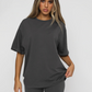 Women's solid color casual short-sleeved + shorts two-piece sets