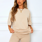 Women's solid color casual short-sleeved + shorts two-piece sets