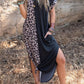 New Street Trendy Women's Round Neck Package Hip Skirt Long Skirt Dress